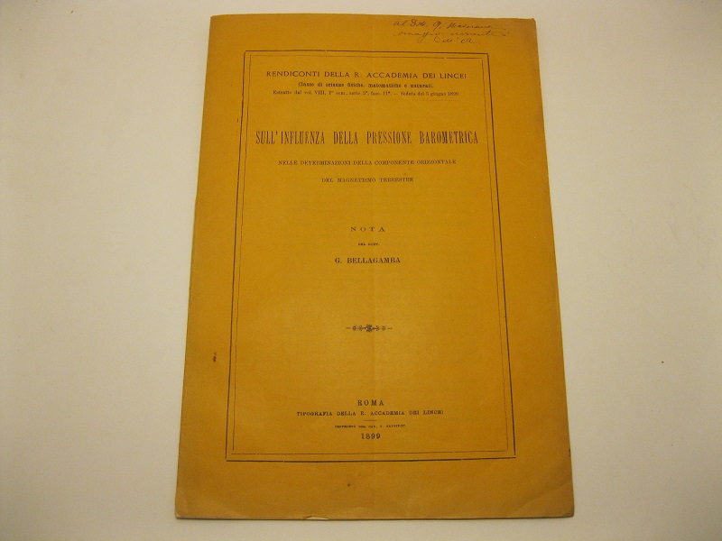 Sull'influenza della pressione barometrica nelle determinazioni della componente orizzontale del magnetismo terrestre. Nota